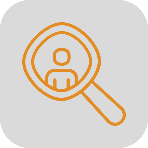 Bild eine Lupe und einem Menschen dahinter - als Sinnbild für die Berufsgruppe der Jobs im Personalwesen - wird auf der betreffenten Teil-Seite der Jobbörse Salzburg angezeigt