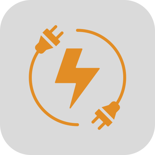 Icon mit einem symbolischen Blitz um Strom zu verdeutlichen umrahmt von 2 Steckerkabeln - das icon wird auf der Elektro-Jobs Branchenseite der Jobbörse Salzburg angezeigt