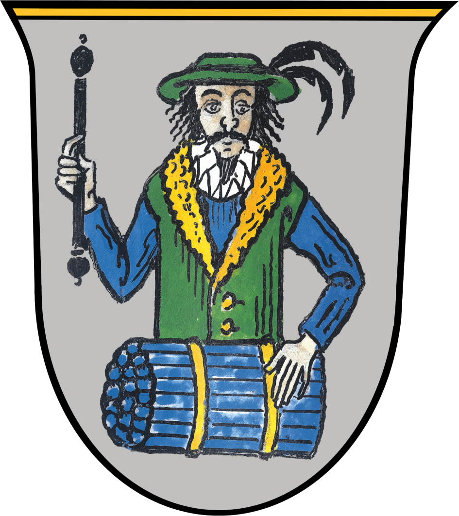 Das Wappen von Strobl am Wolfgangsee zeigt einen strubbeligen Mann mit einem Bündel Roheisenstäbe. Es wird beim Jobfenster der Gemeinde auf der regionalen Online-Jobbörse Jobaktuell angezeigt.