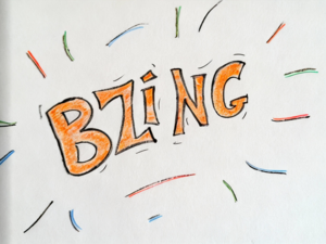 Schriftzug BZING!! im Comic-Stil